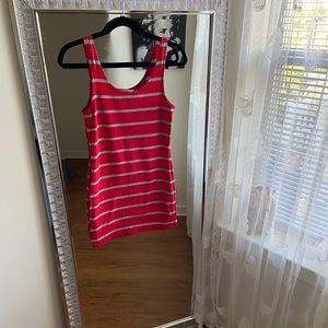 Red and grey striped body con
